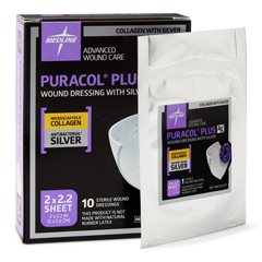 Medline Puracol Plus AG+ Collagen Wound Dressings with Silver, 50 Each per Case