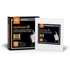 Medline Optifoam Ag+ Adhesive Foam Dressings, 10 Each per Box