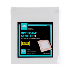 MEDMSCEX33EPH - Medline - Optifoam Gentle EX Bordered Foam Dressing, 3 x 3, in Educational Packaging