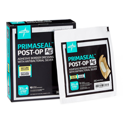 Medline PrimaSeal Ag+ Post-Op Dressings, 10 EA/BX