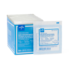 Medline Nonwoven Sterile Gauze, 4-Ply Sponges, 2
