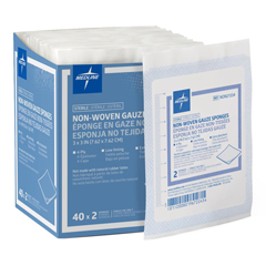 MEDNON21334Z - Medline - Gauze Sterile Nonwoven 4-Ply Sponges, 3 x 3, in 2-Packs, 40 PK/BX