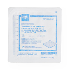 Medline Sterile 100% Cotton Woven Gauze Sponges, 10 EA/TR
