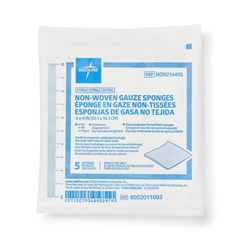 MEDNON214495 - Medline - Gauze Sponge, 4 x 4, 4-Ply, Sterile, 5/Pack