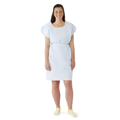 Medline Tissue/Poly/Tissue Deluxe Disposable Patient Gowns with Opening and Belt, 30