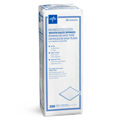 Medline Nonsterile 100% Cotton Woven Gauze Sponges, 200 EA/PK