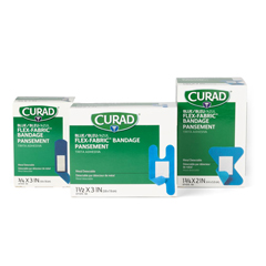 Curad Food Service Metal-Detectable Blue Plastic Adhesive Bandage, 3/4