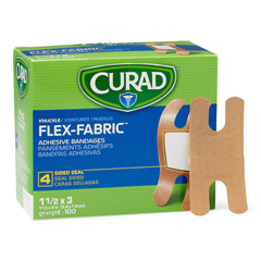 Curad Flex-Fabric Adhesive Bandages, Natural, No, 100 EA/BX