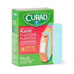 Curad Neon Adhesive Bandages, Natural, 50 EA/BX