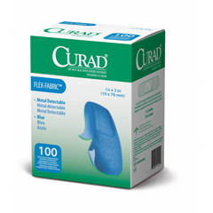 Curad Food Service Adhesive Bandages, Blue, No, 1200 EA/CS