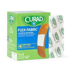 Curad Flex-Fabric Adhesive Bandages, Natural, No, 100 EA/BX