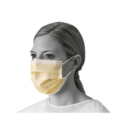 Medline Isolation Face Masks with Earloops, Yellow, 50 EA/BX