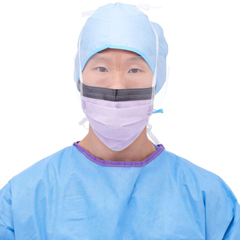 MEDNON27410Z - Medline - ASTM Level 3 Anti-Fog Surgical Face Mask with Shield and Ties, Purple, 25 EA/BX