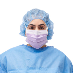 MEDNON27412Z - Medline - ASTM Level 3 Surgical Face Mask with Anti-Fog Foam and Ties, Purple, 50 EA/BX