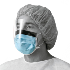 MEDNON27420ELZ - Medline - Basic Procedure Face Mask with Shield, Anti-Fog Strip and Ear Loops, Blue, 25 EA/BX
