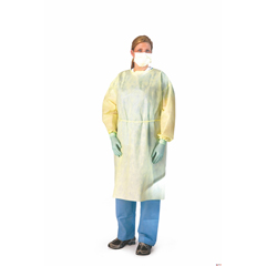 Medline Lightweight Multi-Ply Cover Gown with Neck Ties and Extra-Long Center Tie, Yellow, Size L, 25 EA/CS