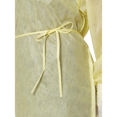 Medline Medium Weight Multi-Ply Fluid Resistant Isolation Gown-Yellow-X-Large - 100/Case