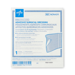 MEDNON4311Z - Medline - Sterile Adhesive Surgical Dressing, 4 x 6 with 4 x 3 Pad, 25 EA/BX
