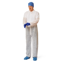 Medline Heavyweight Spunbond Polypropylene Coveralls with Elastic Wrists and Open Ankles, Size 4XL, White, 25 EA/CS