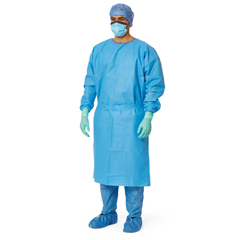 Medline AAMI Level 3 Isolation Gown with Knit Cuffs, Premium Blue, Size Regular