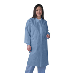 Medline Knit-Cuff Multilayer SMS Lab Coats with Traditional Collar, 10 EA/BG