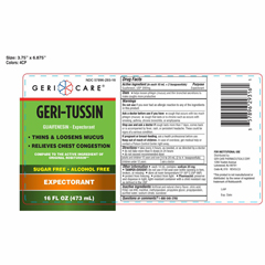 Medline Geri-Tussin Guaifenesin Syrup, Sugar-Free, Alcohol-Free, 200 mg/10 mL, 16 oz. Bottle, 1/BO