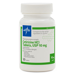MEDOTCM00015 - Medline - Cetirizine Tablets, 10 mg, 30/Bottle, 64 BT/CS