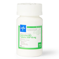 MEDOTCM00016 - Medline - Cetirizine Tablets, 10 mg, 90/Bottle, 64 BT/CS