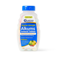 Guardian Drug Company Calcium Carbonate Antacid, 500 mg Chewable Tablet, 150/Bottle