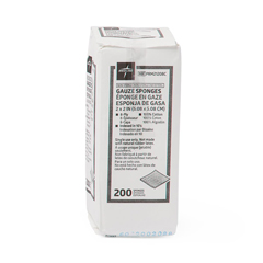 MEDPRM21208CZ - Medline - Sponge, Gauze, 2x2, 8 Ply, Latex-Free, Non-Sterile, 200 Bag
