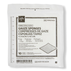 Medline Woven Sterile Gauze Sponges, USP Type VII, 12-Ply, 4