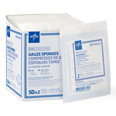 MEDPRM2208Z - Medline - Sterile 100% Cotton Woven Gauze Sponges, 100 EA/BX