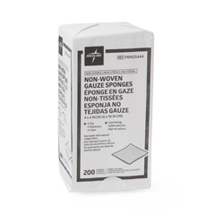 MEDPRM25444H - Medline - Nonwoven Nonsterile 4-Ply Gauze Sponges, 4 x 4, 200 EA/PK