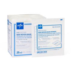 MEDPRM256000HH - Medline - Nonwoven Sterile 6-Ply Drain Sponges, 4 x 4, 2 EA/PK