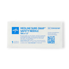 MEDSSN100187H - Medline - Hypodermic Safety Needle, 18G x 1.5, 1/EA