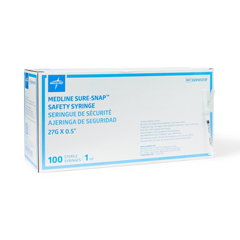 MEDSSN101272FZ - Medline - Safety Syringe with Needle, 27G x 0.5, 1mL, 100 EA/BX