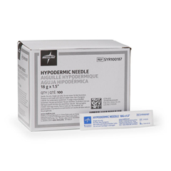 MEDSYR100187 - Medline - Regular Hypodermic Beveled Needles, 18G x 1.5, 1000 EA/CS