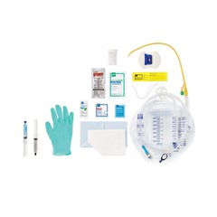 Medline Total One Layer Tray, SimplyLatex Coud&copy; Catheter, Silicone-Elastomer Coated Latex Coud&copy; Foley Catheter Tray Pre-Connected to Urine Meter, 14 Fr x 10 mL