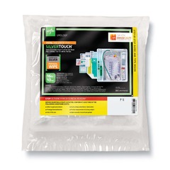 Medline SilverTouch 1-Layer 100% Silicone Foley Catheter Tray with 400 mL Urine Meter and 2,500 mL Drain Bag, 16 Fr, 10 mL