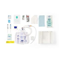 Medline 1-Layer Foley Catheter Tray with 2,000 mL Drain Bag and Silicone Catheter, 16 Fr x 17