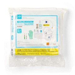 Medline 1-Layer Foley Catheter Tray with 2,000 mL Drain Bag and Silicone Catheter, 16 Fr x 17