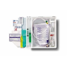 Medline Total 1-Layer Temperature-Sensing Foley Catheter Tray with Peri-Care Wipe, 14 Fr x 10 mL