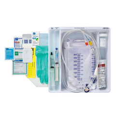 Medline Total 1-Layer Temperature-Sensing Foley Catheter Tray with Peri-Care Wipe, Metal-Free Drainage Port, 16 Fr x 10 mL