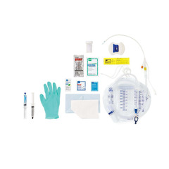Medline SelectSilicone 1-Layer Temperature-Sensing 100% Silicone Foley Catheter Tray, 16 Fr x 16