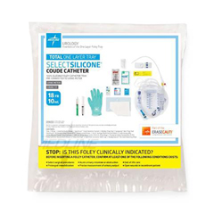 Medline Total 1-Layer 100% Silicone Catheter Tray, 18 Fr, 10 mL, with Urine Meter