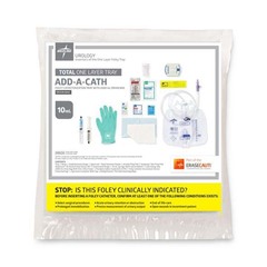 Medline Total One Layer Add-A-Cath Foley Catheterization Tray with 2000 mL Drain Bag, 10 mL