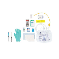 Medline Single Layer Latex Foley Catheter Tray with SnapSecure Device, 2,000 mL Drain Bag and Peri-Care Wipe, 16 Fr x 16