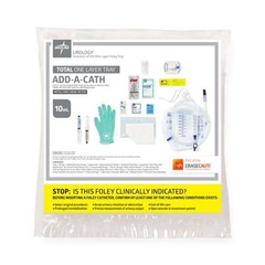 Medline Total One Layer Tray, Add-A-Cath Foley Catheterization Tray with 400 mL Metal Free Urine Meter and 2500 mL Drainage Bag, 10 mL