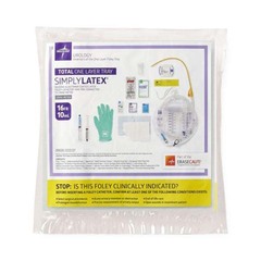 Medline Single Layer Latex Foley Catheter Tray with SnapSecure Device, 400 mL Urine Meter, 2,500 Drain Bag and Peri-Care Wipe, 16 Fr x 16