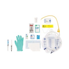 Medline Single Layer Latex Foley Catheter Tray with SnapSecure Device and 400 mL Urine Meter, 2,500 mL Drain Bag and Peri-Care Wipe, 16 Fr x 16